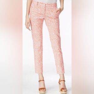 MICHAEL KORS Swirled Miranda Skinny Pants Caribbean Pink White